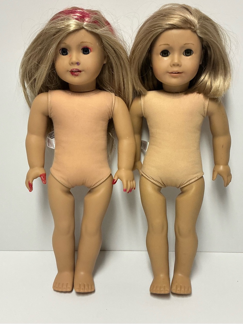 American Girl Dolls TLC DAMAGED LOT - 2 Blonde Dolls AS IS